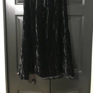 Long black crushed velvet ruffle skirt J Jill Large